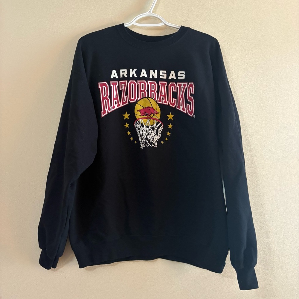 Hanes Ecosmart Arkansas Razorback Sweatshirt men’s L black hog basketball